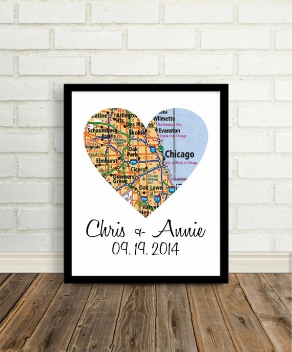 Print Chicago Wedding Gift Any City Available Unique Wedding Gift ...
