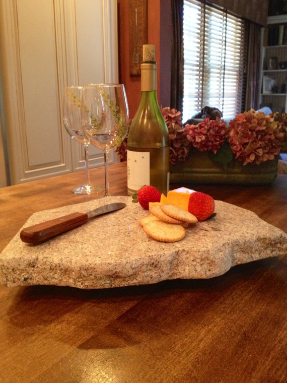 Upcycled Granite Cheese Board with Knife