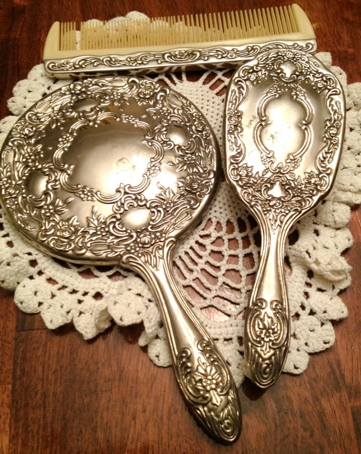 Vintage Vanity Set By Godinger Silverplate Brush Comb And