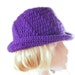 Trilby Style Hat Crocheted in Purple Shimmer. Accessories, Fedora, Ladies,
