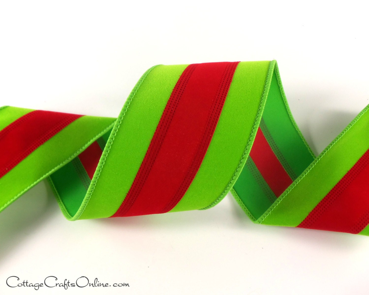 christmas wired ribbon 2 1 2 lime green with red stripe christmas wired ribbon 2 1 2 lime green with red stripe