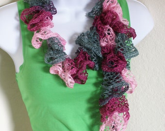 Ruffle scarf handmade crochet lace and soft by AlizeBorealis