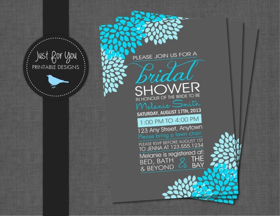 Bridal Shower Invitation Typography Wedding Shower