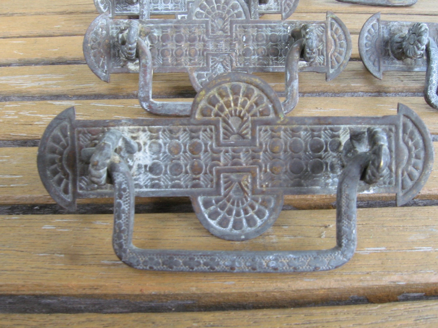 Antique Drawer Pulls Art Deco by IdaSlappter on Etsy