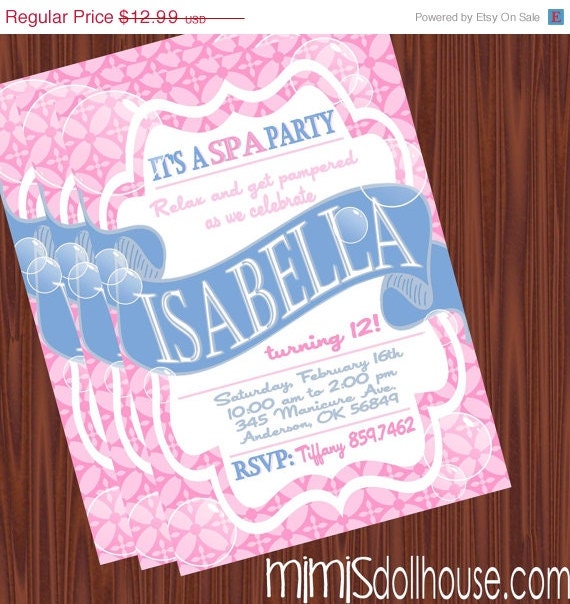 Spa Day Invitation- Printable Spa Birthday Invitation- Mani/Pedi Invitation PDF/JPEG Il_570xn