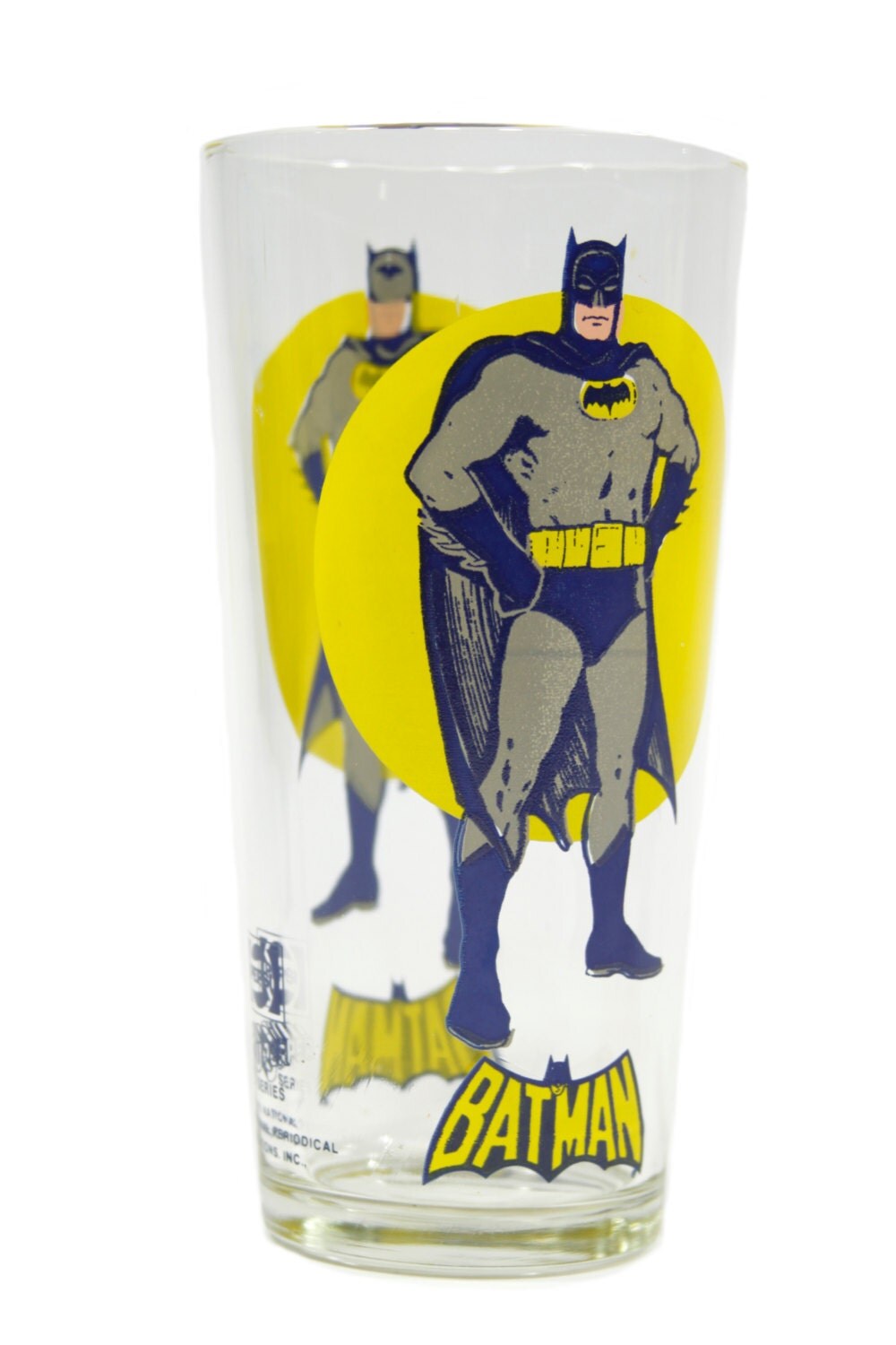 POW Batman and Robin Drinking Glasses Pair Vintage 1976