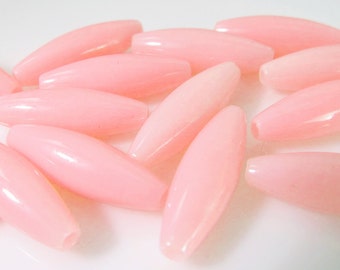 20 Vintage 20mm Petal Pink Tube Beads Bd1056