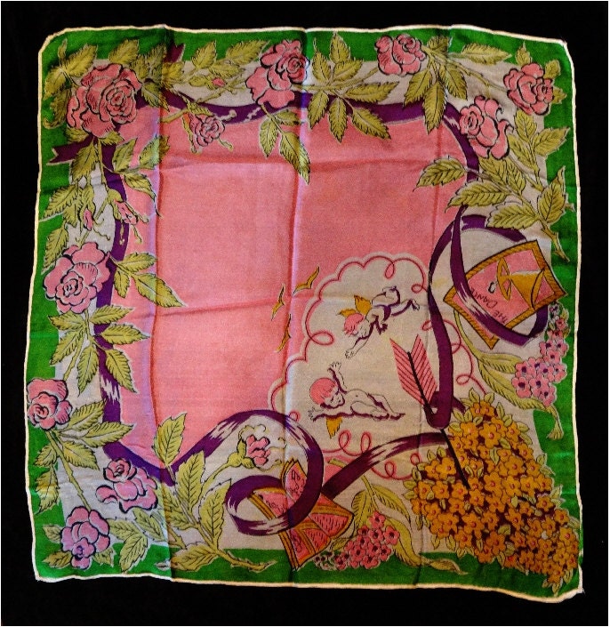 Gorgeous Silk Valentine Handkerchief Hanky