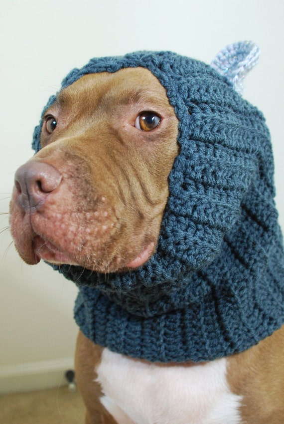 Dog Snood Grey Crochet with Ears for Large Breeds