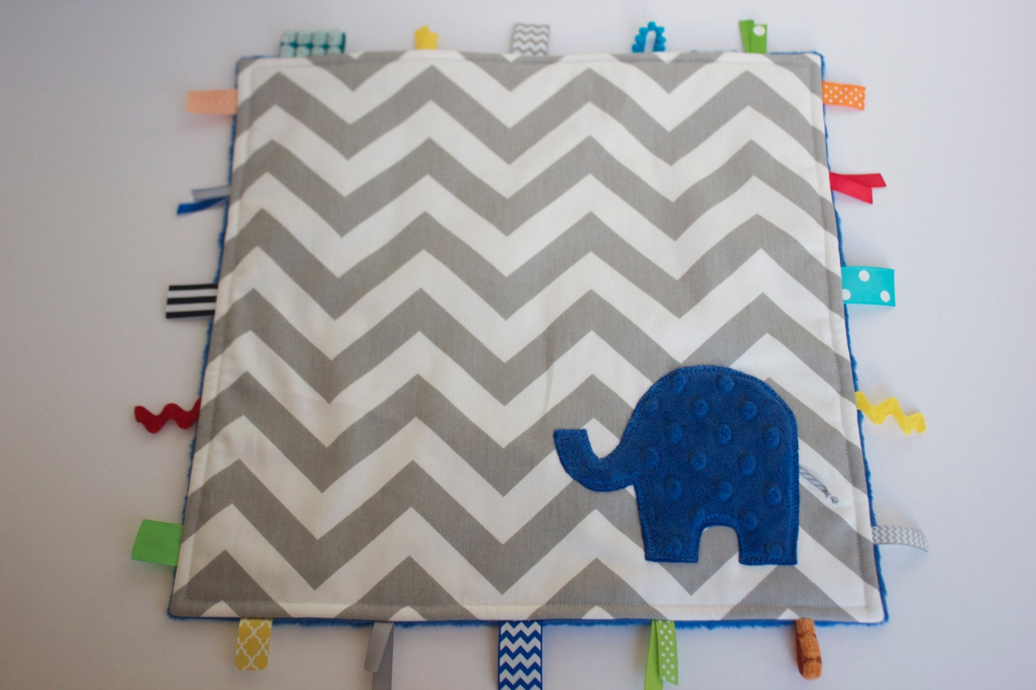 Chevron elephant lovey lovie blanket sensory blanket by LilKingdom