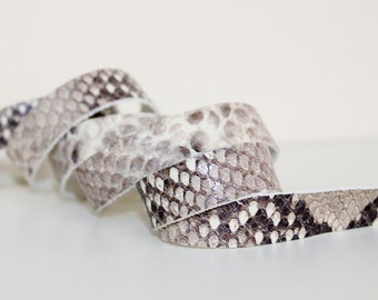 7-10mm Taupe Brown Snakeskin Print Genuine Leather Strap, 1 Yard