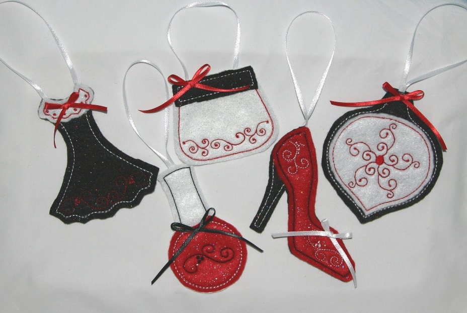 5 girly girl felt christmas ornaments applique by sewchacha 5 girly girl felt christmas ornaments applique by sewchacha