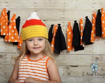 Candy Corn Hat- photography prop- candy corn beanie- halloween hat- halloween beanie- baby candy corn hat- candy corn photo prop