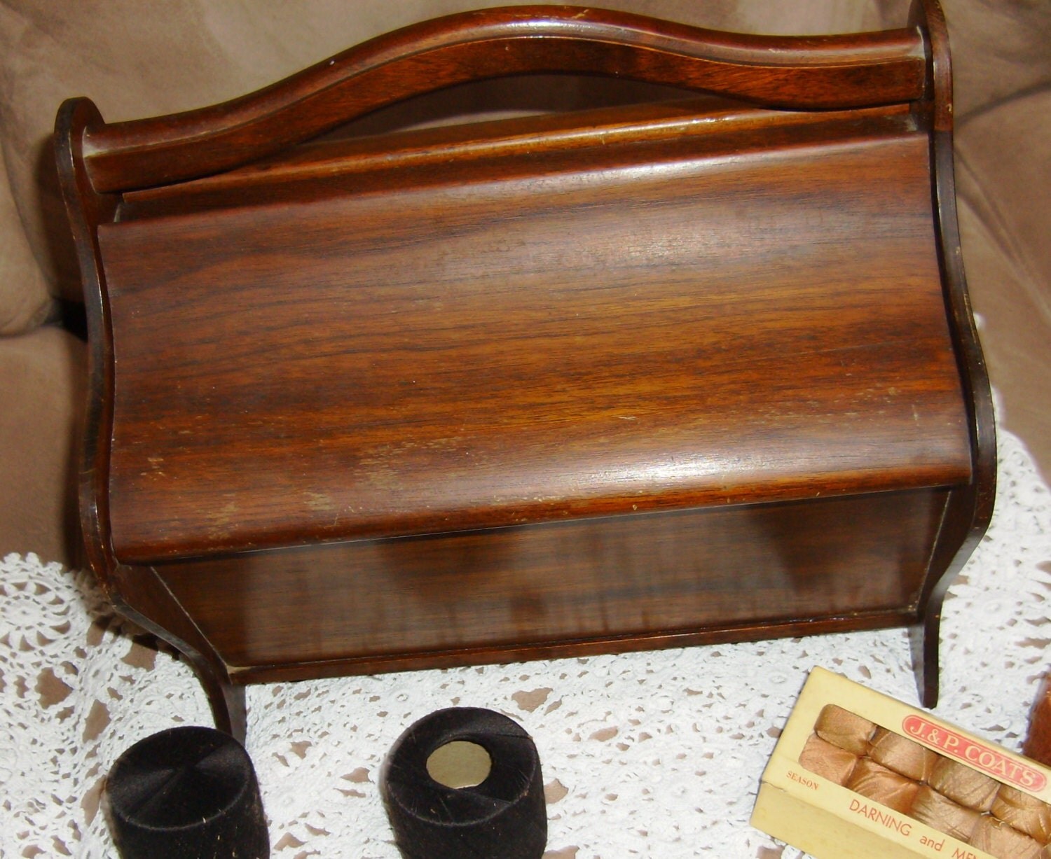 SALE 20 off LARGE ANTIQUE wooden sewing box from the