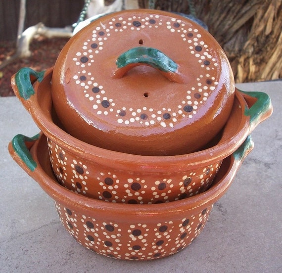 SALE Mexican Terra Cotta Pottery Bowls Mexican Redware