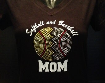 Softball and Baseball Mom Rhinestone Shirt