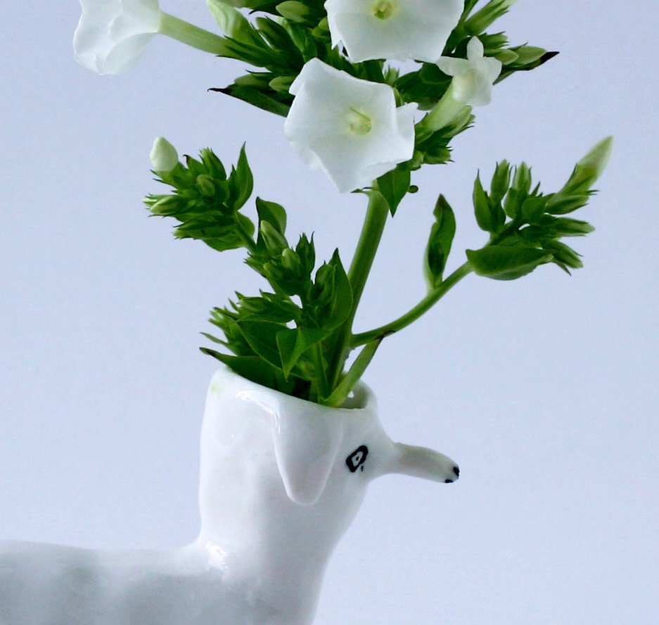 Petite Flower Dog Vase