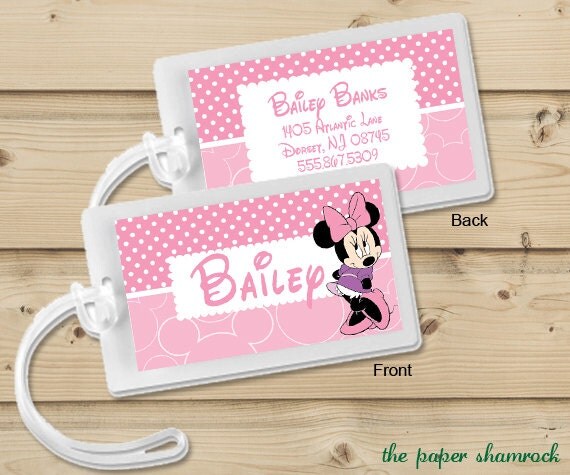 Minnie Mouse - Luggage Tag, Bag Tag, Backpack Tag, ID Tags, Personalized, Custom Il_570xn