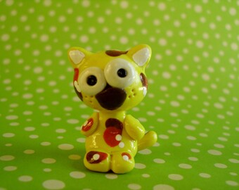 Yellow Calico Kitty Cat Polymer Clay Animal Ooak Gift Figure Figurine Miniature Cute