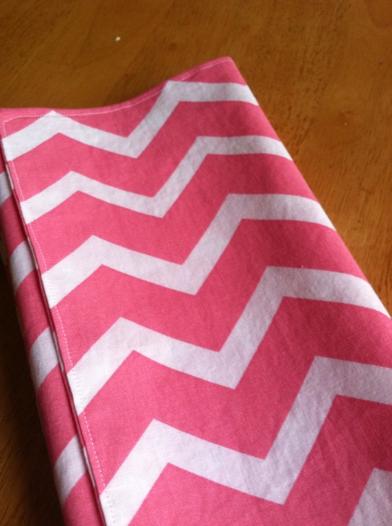 Table napkins pink white chevron Eco Friendly Reversible Set of 4