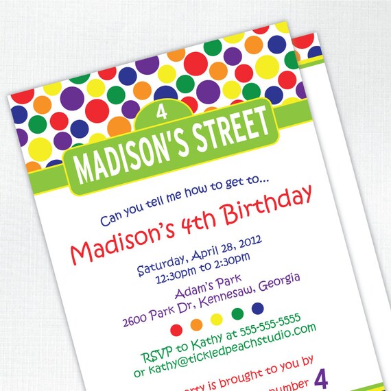 Sesame Street Inspired Birthday Party Invitation - PRINTED - Printable file also available Il_570xn