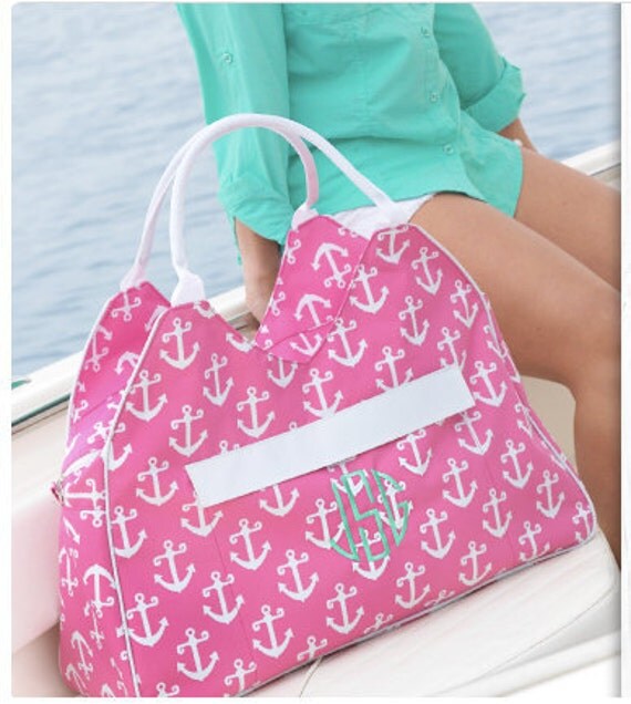 Items similar to Hot Pink Anchor Beach Bag Personalized Monogrammed on Etsy