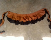 Gypsy Ruffled Mini Short Skirt / Cotton Tutu - Halloween Color, Coral Orange x Black - Steampunk, Belly Dance, Fantasy, Pretty