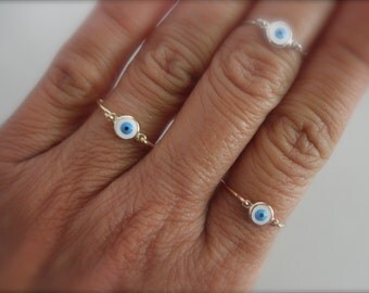 Evil eye ring sterling silver gold-filled and rose gold-filled