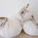 Set of 3 white panne velvet pumpkins, set of 3 fabric pumpkins with Witch Woman tags
