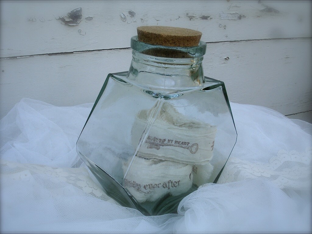 vintage large glass cookie jar with wooden lid //glass