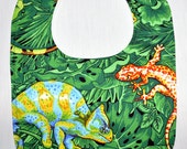 Wild Lizards print Boys Adjustable Snap closure Bib