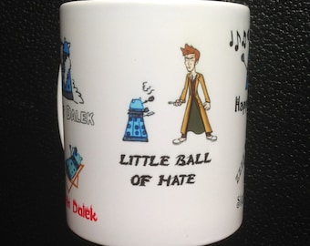 Dr. Who David Tennant Blue Dalek Soft Kitty inspired Mug