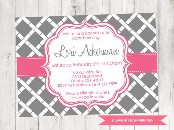 Printable Bachelorette Party Invitation - Bachelorette Themed Bamboo Invite - Colors and Text Customizable Il_570xn