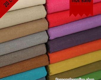 Plain Linen Fabric Solid Cotton Pure Linen Fabric Solid Grey Brown Blue Red Pink Purple Black Natural Beige Yellow Fabric - 1/2 yard (QT158)