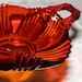 Reserved Vintage Ruby Red Depression Glass Triangle Shaped Nut Bowl Dish with Handle