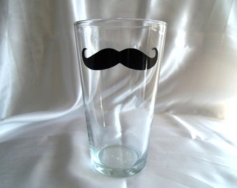 Mustache Glass, Mustache Glasses, Pint Beer Glass, Housewares, Glassware, Home and Living, Mustache, Moustache, Cups & Mugs, Christmas Gifts