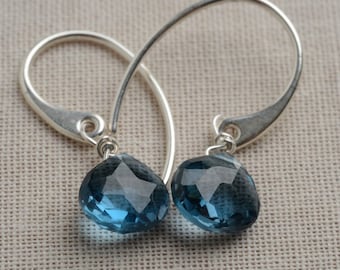 London Blue Topaz Earrings, December Birthstone Earrings, Healing Gemstone Jewelry, Gemstone Drop Earrings, Silver Earrings