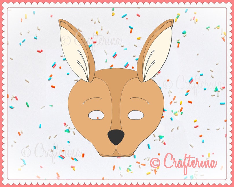 Kangaroo Halloween Printable Mask Set Masquerade Printable