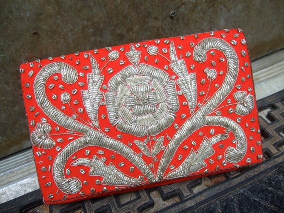 red velvet clutch purse