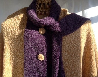 Boucle Wool Cape With Scarf
