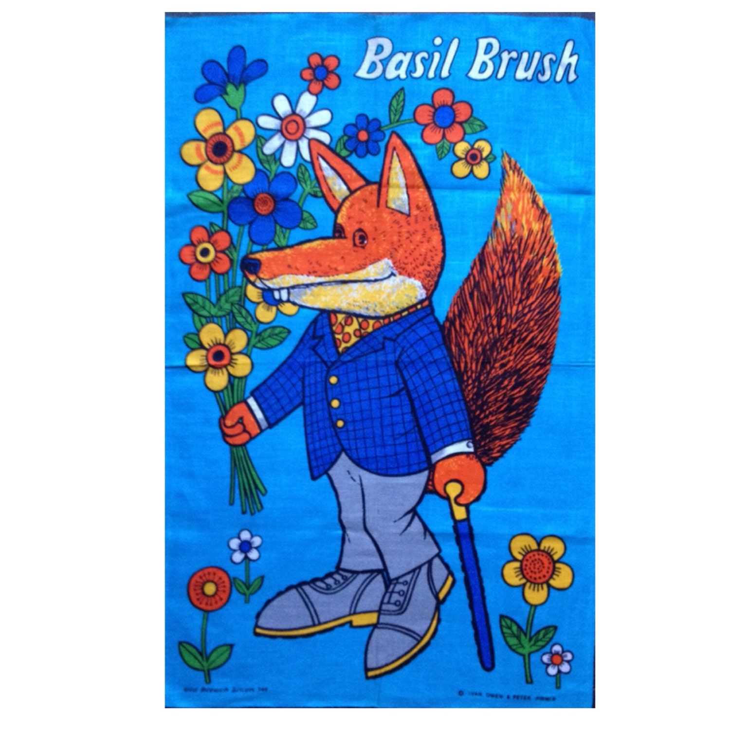 Vintage Basil Brush Tea Towel 1970s Unused