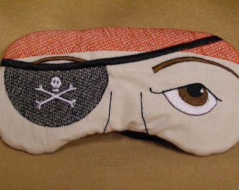Embroidered Eye Mask, Sleep Mask, Sleeping, Kid Mask, Adult Mask, Cute Mask, Sleep, Slumber Mask, Pirate Design, Handmade, Custom, Eye Shade