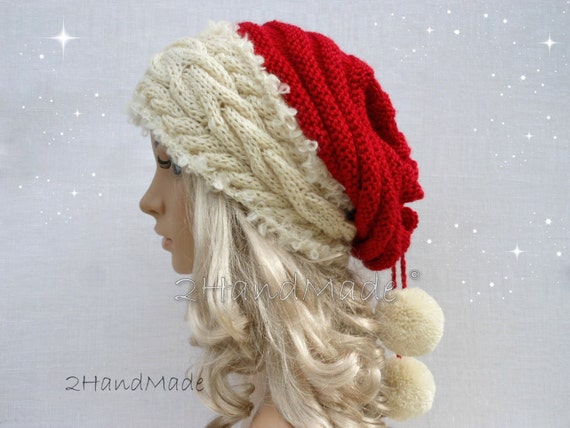 pom pom garland pattern Chunky Poms Pom Scarf Hat Christmas Unisex beanie Slouchy Tube Santa