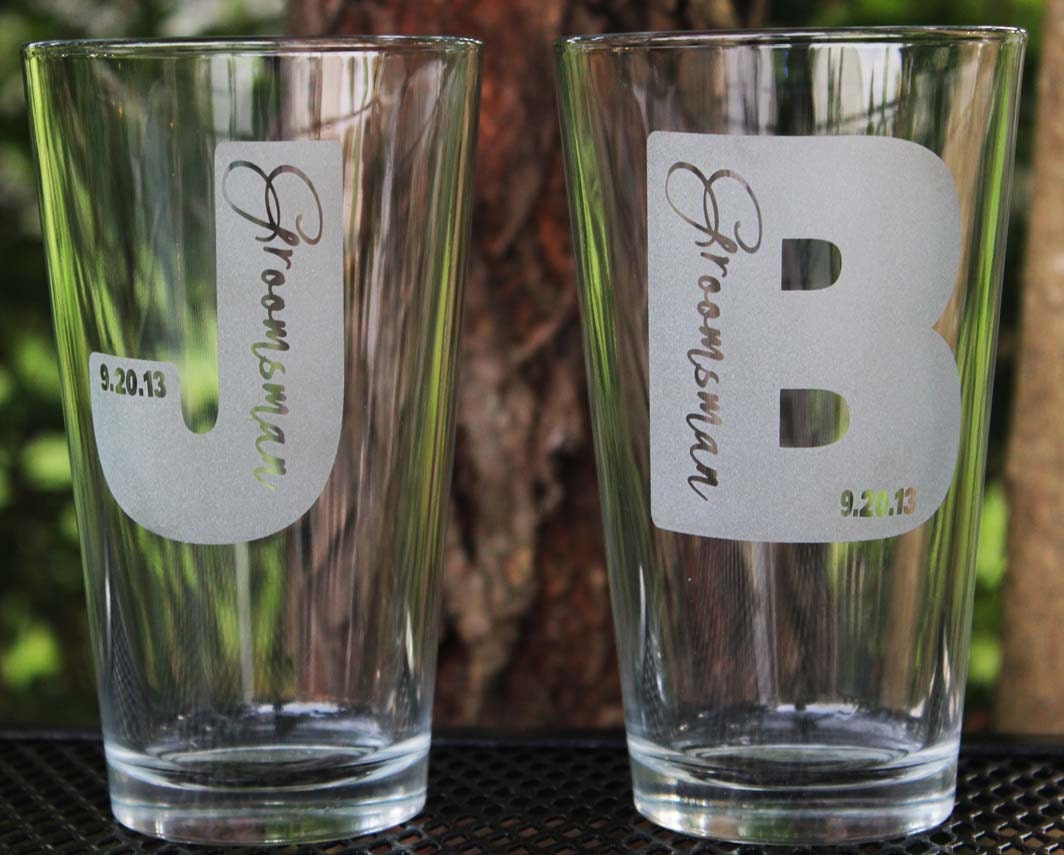 Personalized Groomsmen Custom Engraved Beer Pint Glasses T