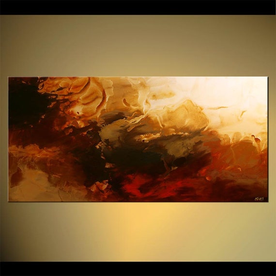 Large Contemporary Red Abstract Painting will be Ready to Hang