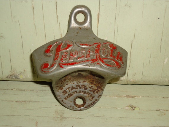 vintage opener bottle pepsi cola Opener Vintage Mounted Bottle  STARR  Cast  Wall Iron  PEPSI X Bottle