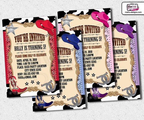 Cowboy/Cowgirl Invitation - Digital File Il_570xn