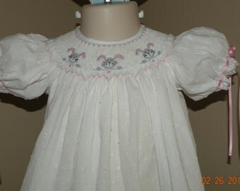 White Hand Smocked Easter Dress
