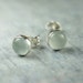 Aquamarine Silver Stud Earrings - Sterling Set 6mm Domed Gemstones