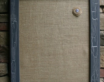 18x22" Gray VintageStyle Frame with Burlap Cork Board